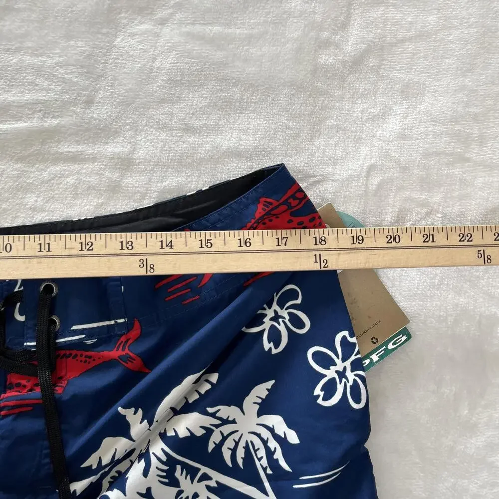 Columbia PFG Board Shorts Mens 34 Blue Fish Floral Swim Trunks UPF 30 Tropical